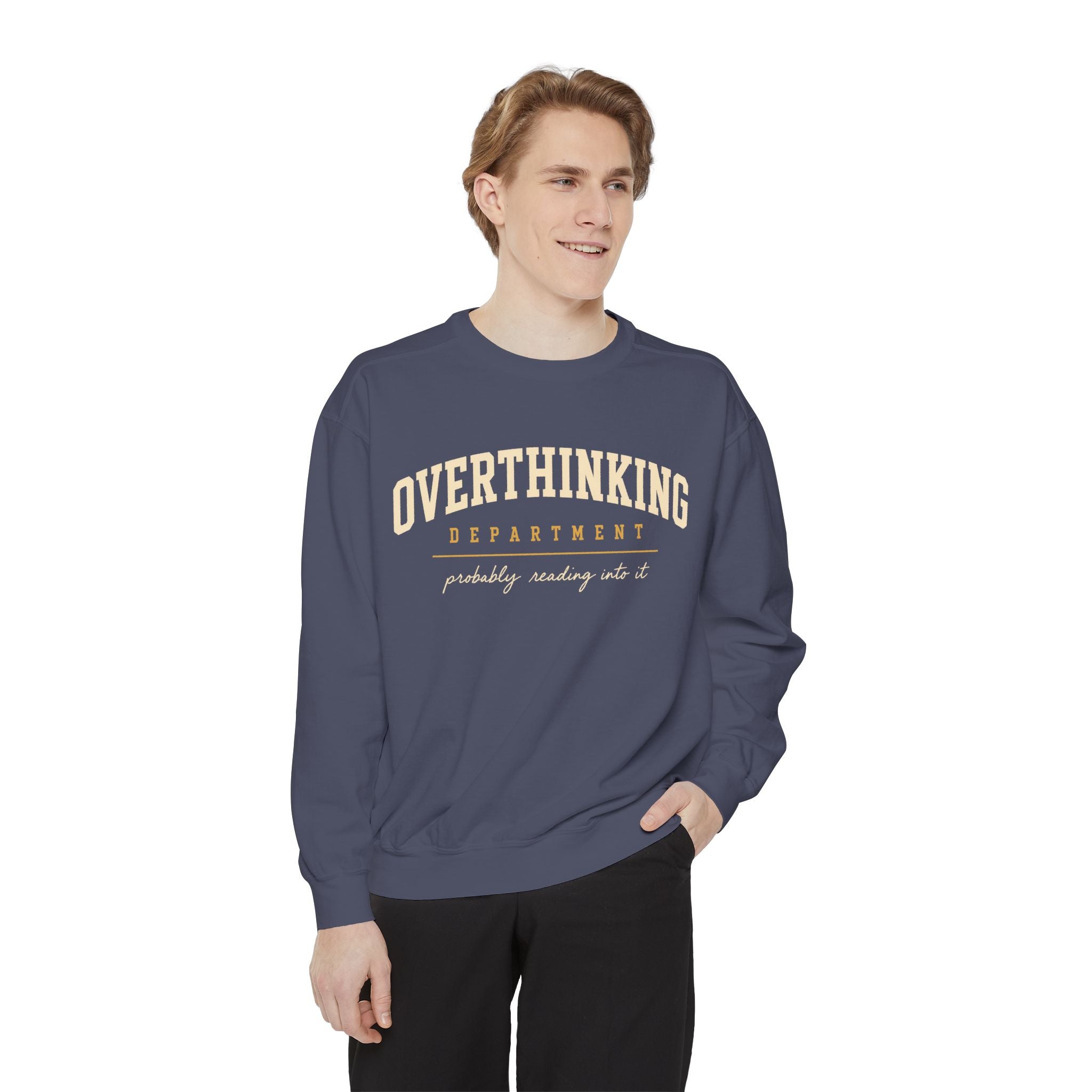 Overthinking Department sweatshirt | Mental Health Humor, Casual Pullover