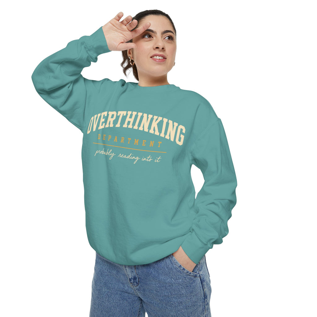 Overthinking Department sweatshirt | Mental Health Humor, Casual Pullover