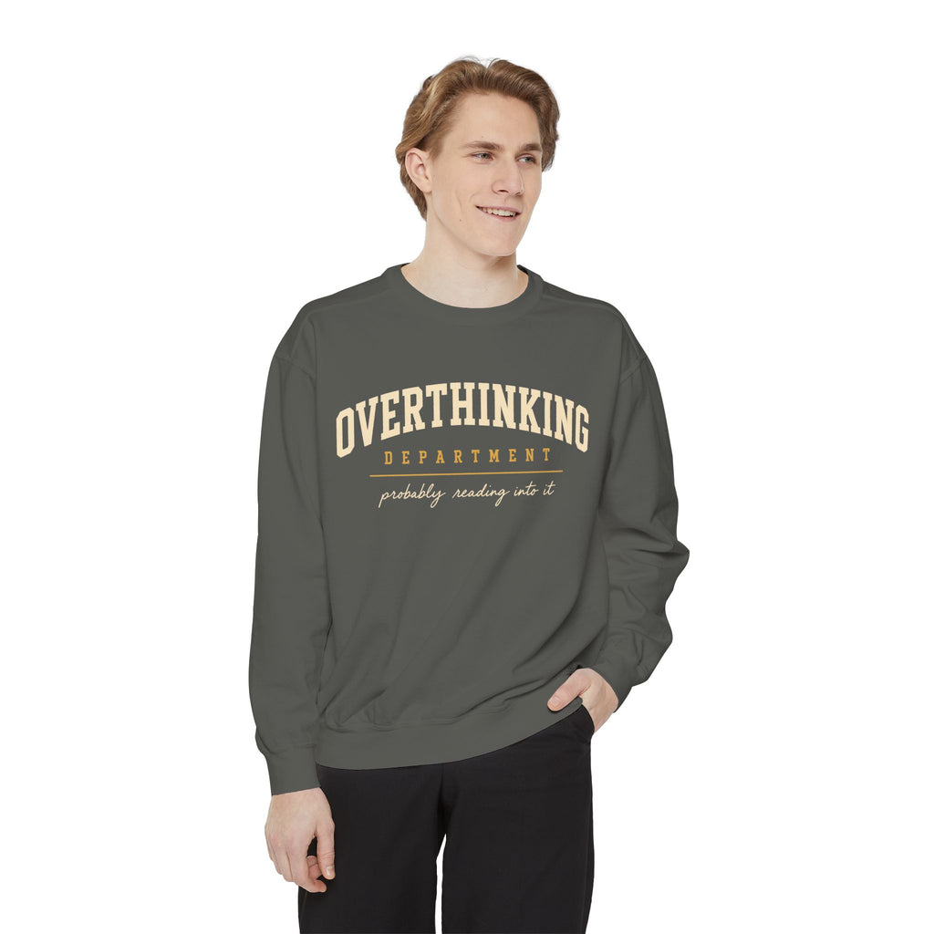 Overthinking Department sweatshirt | Mental Health Humor, Casual Pullover