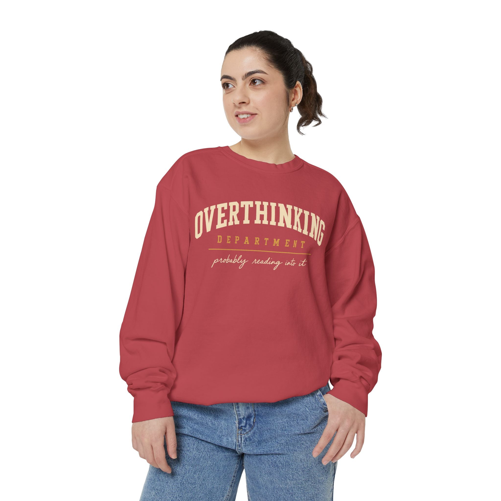 Overthinking Department sweatshirt | Mental Health Humor, Casual Pullover