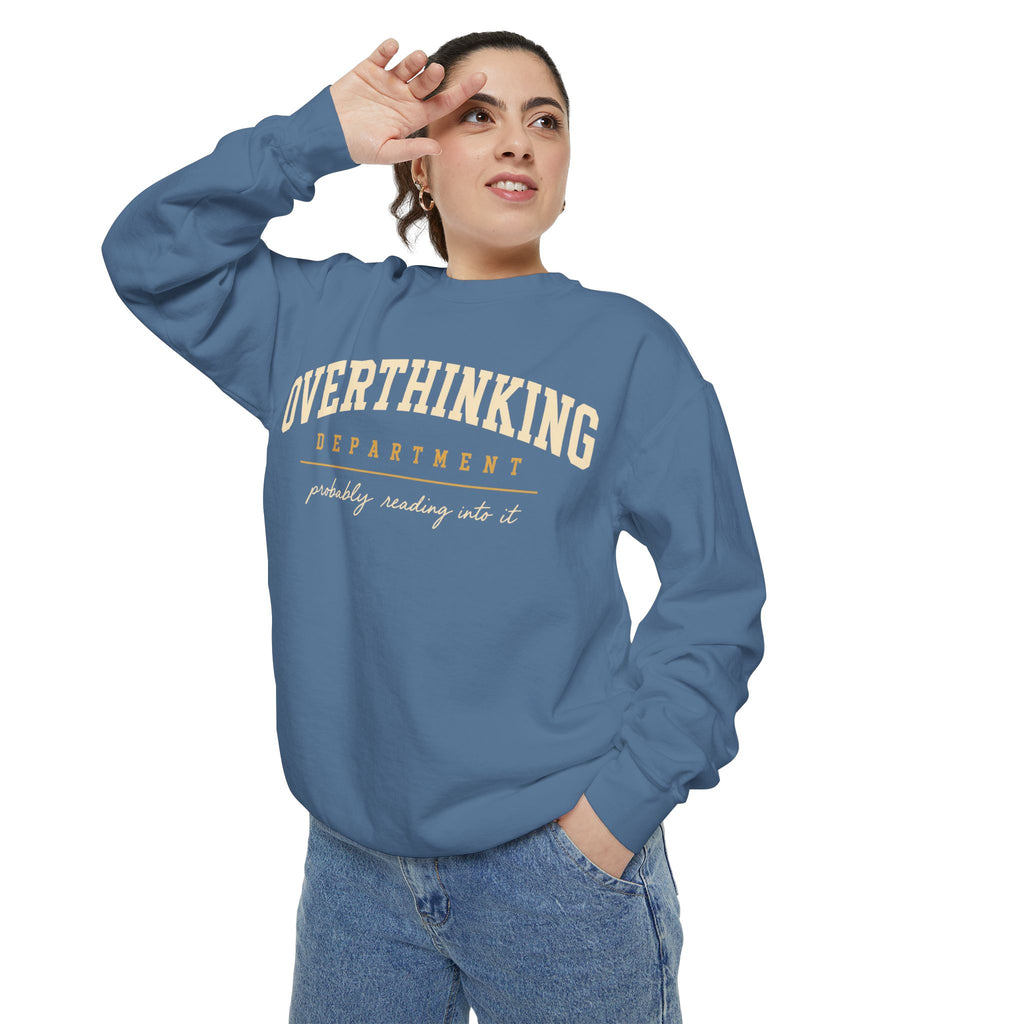 Overthinking Department sweatshirt | Mental Health Humor, Casual Pullover